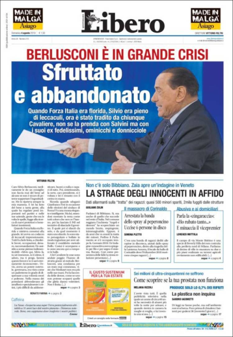 Portada de Libero (Italia)