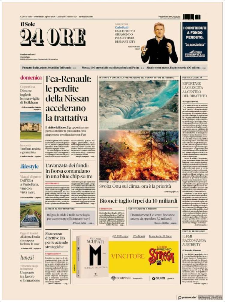 Portada de Il Sole 24 ORE (Italia)