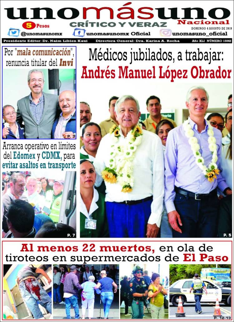 Portada de unomásuno (M&eacute;xico)