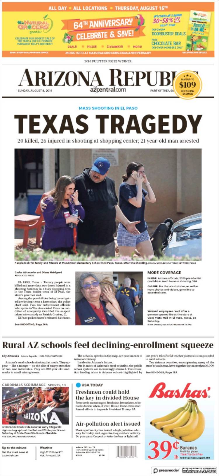 Portada de Arizona Republic News (USA)