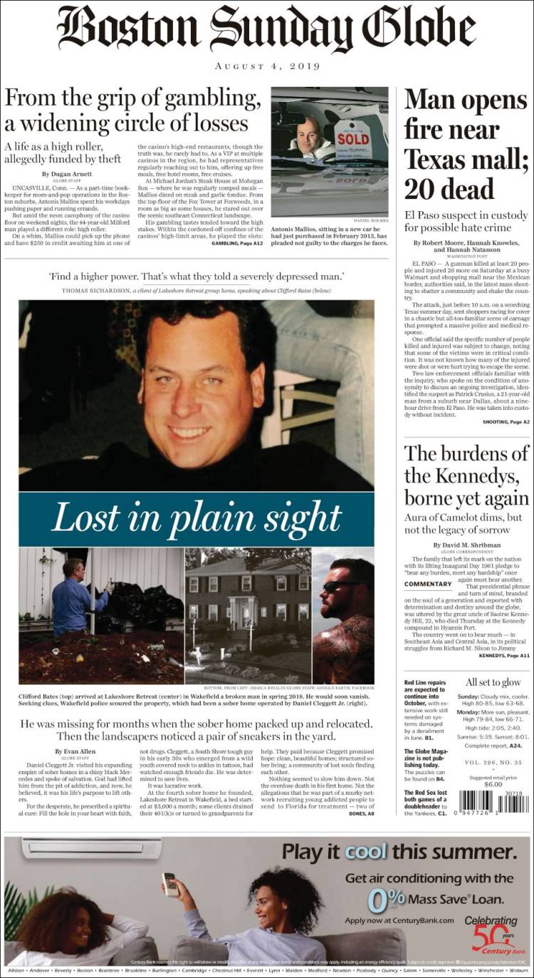 Portada de Boston Globe (USA)