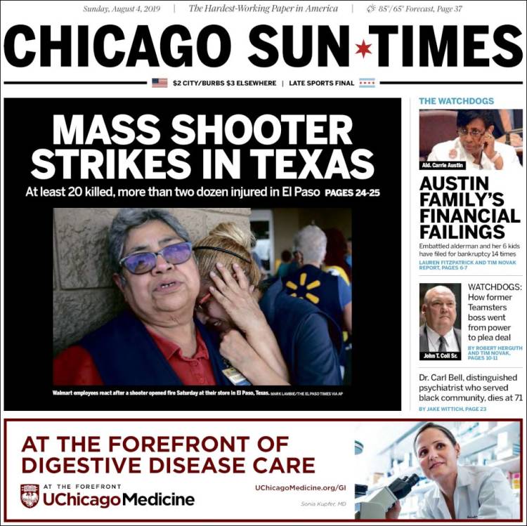 Portada de Chicago Sun-Times (USA)