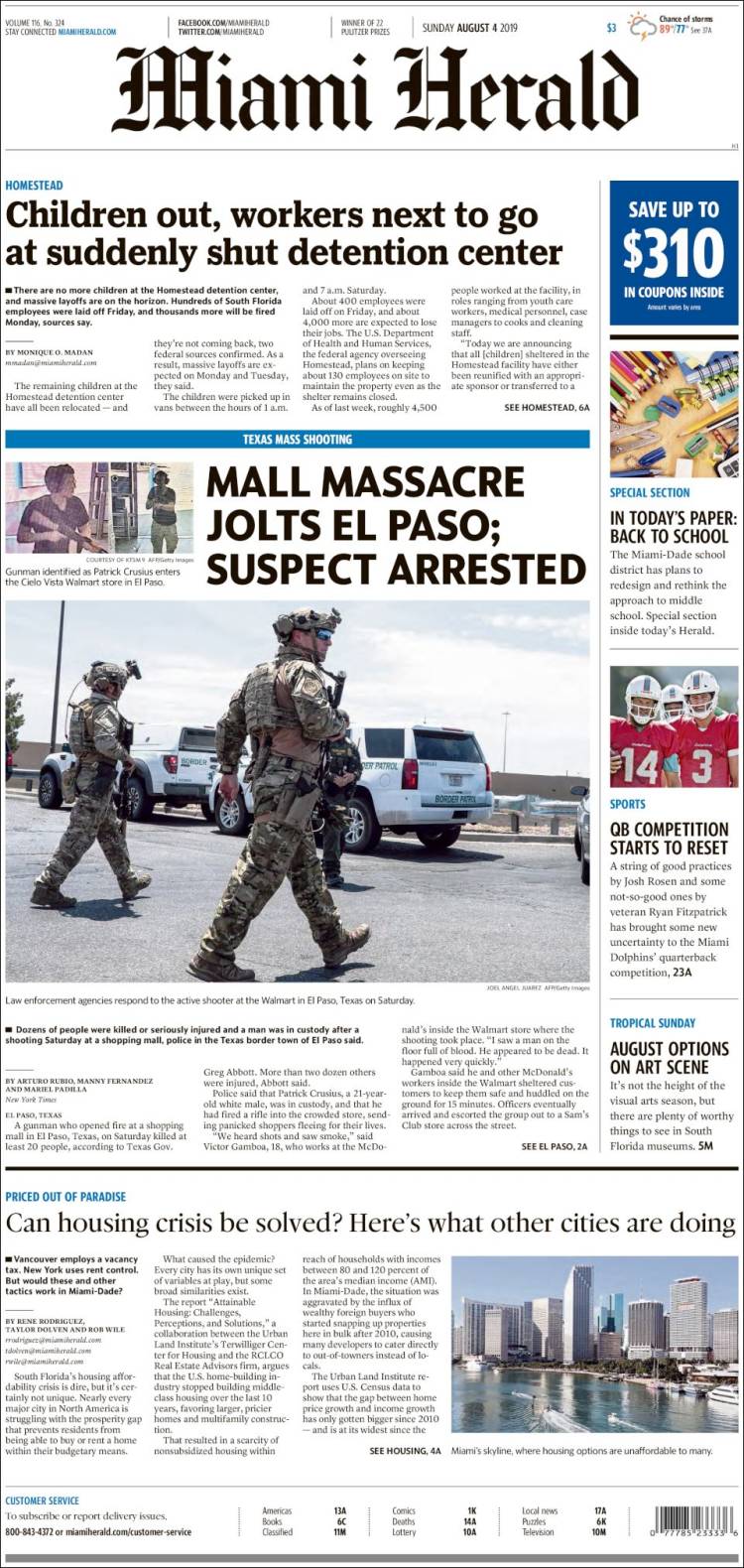 Portada de Miami Herald (USA)