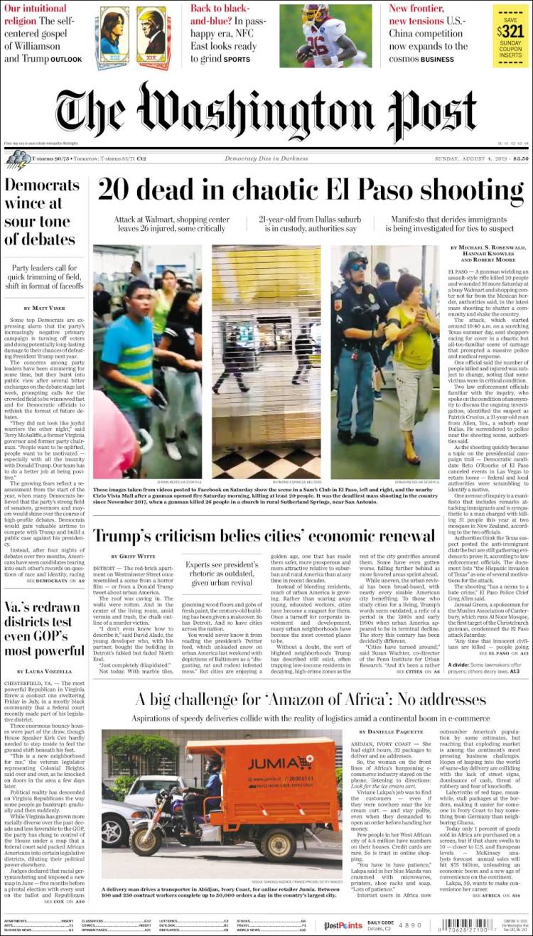 Portada de The Washington Post (USA)