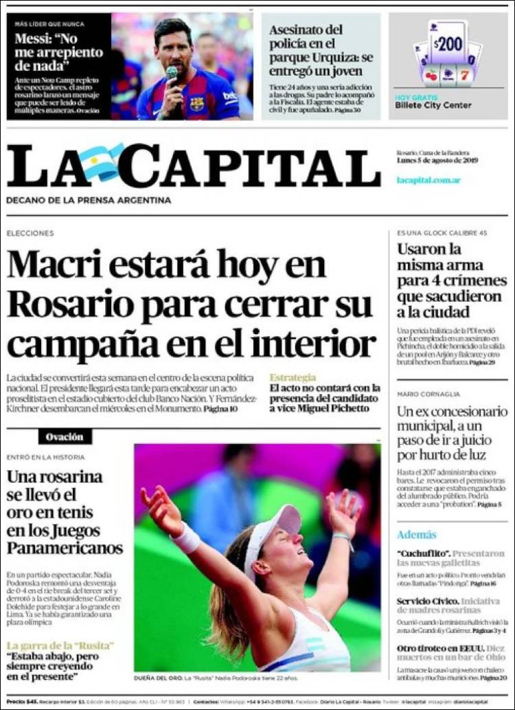 Portada de La Capital - Rosario (Argentina)