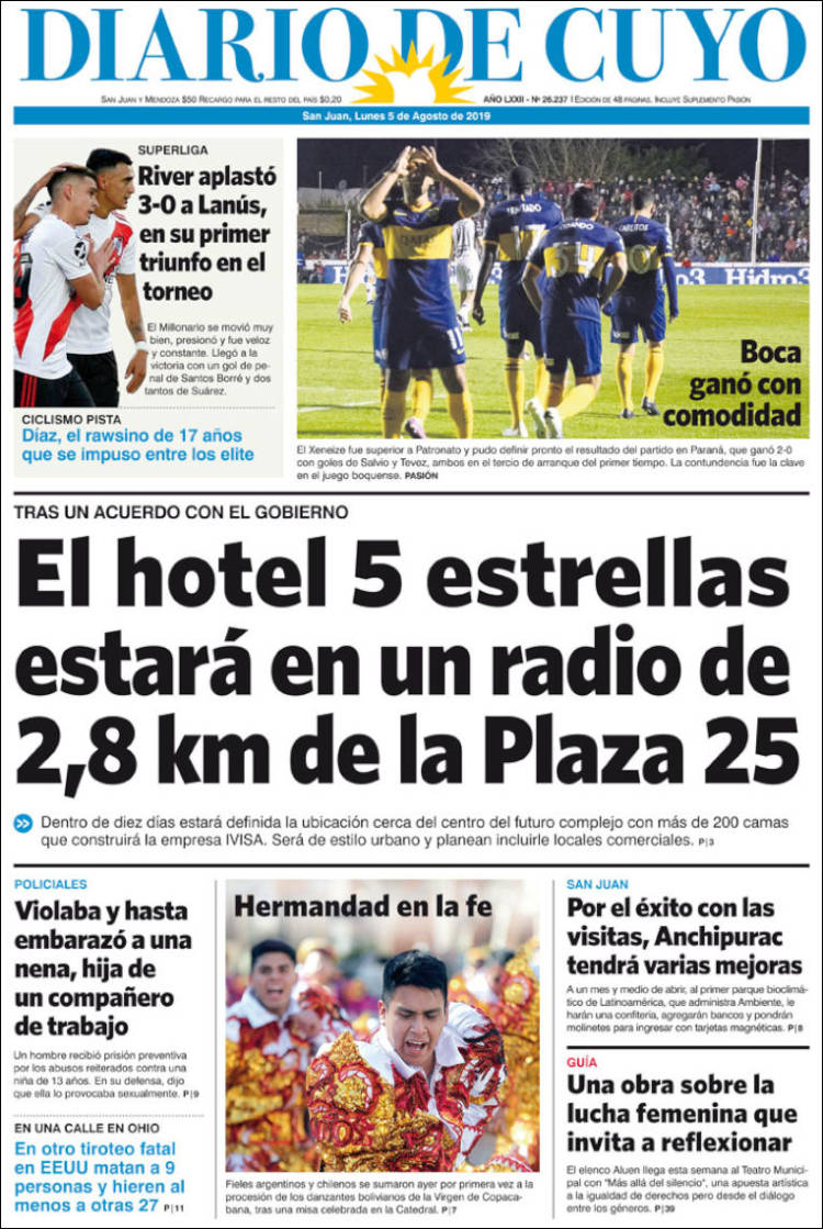 Portada de Diario de Cuyo (Argentina)