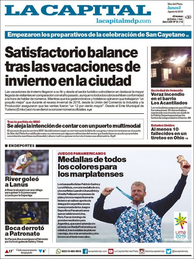 Portada de Diario La Capital - Mar del Plata (Argentina)