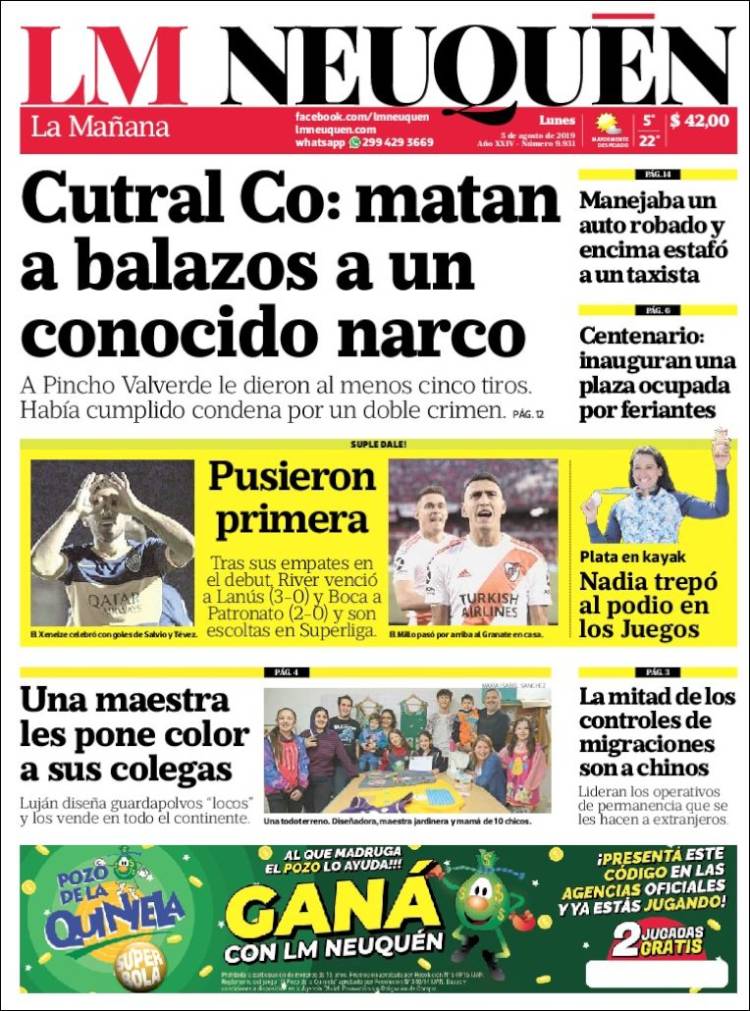 Portada de La Mañanade Neuquén (Argentina)