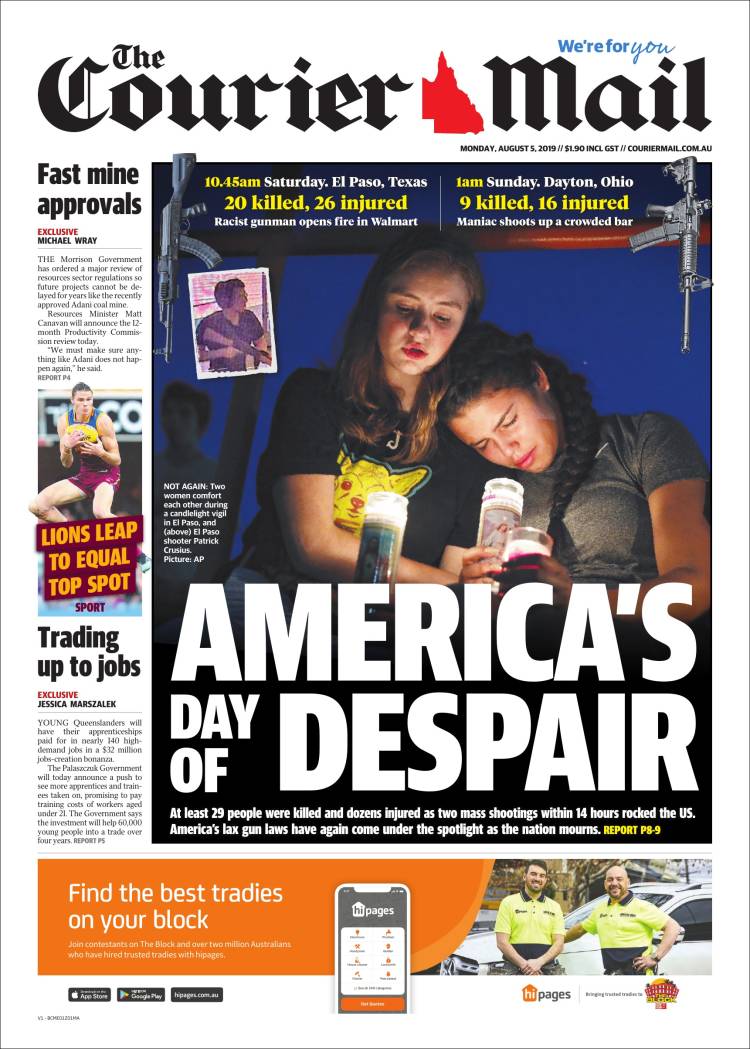 Portada de The Courier-Mail (Australia)