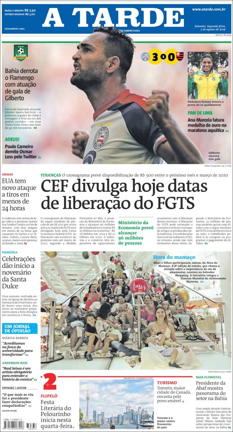 Portada de Diário A Tarde (Brasil)