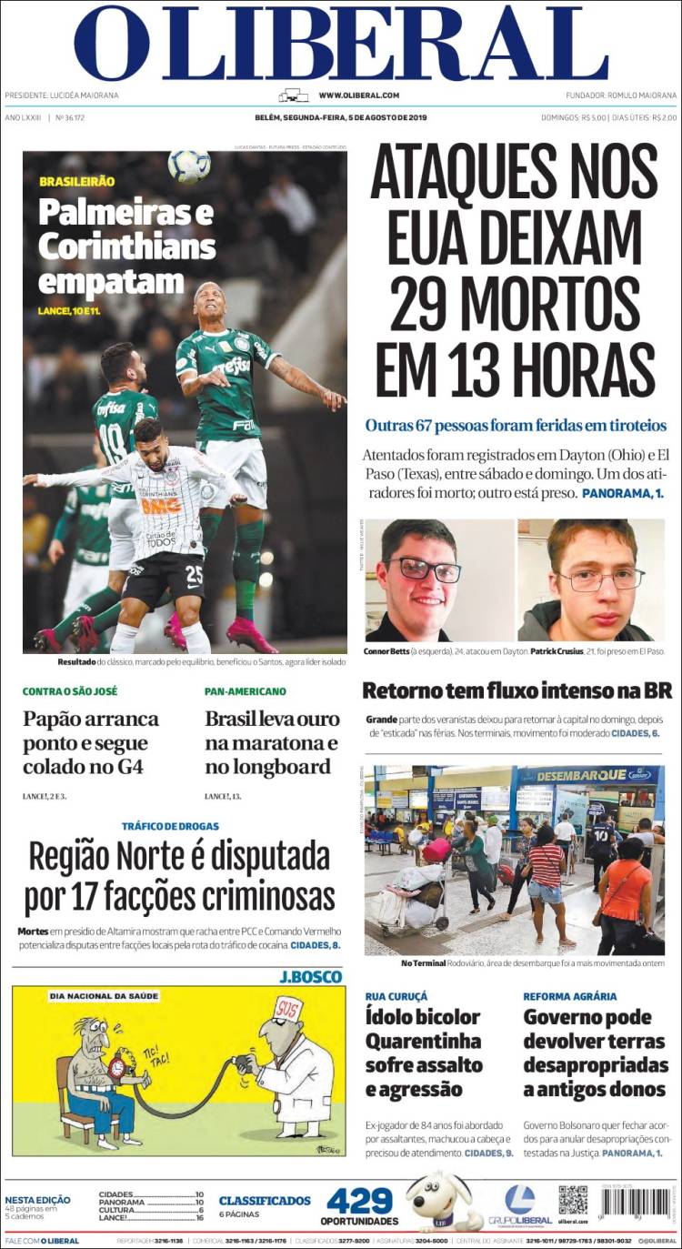 Portada de O Liberal (Brasil)