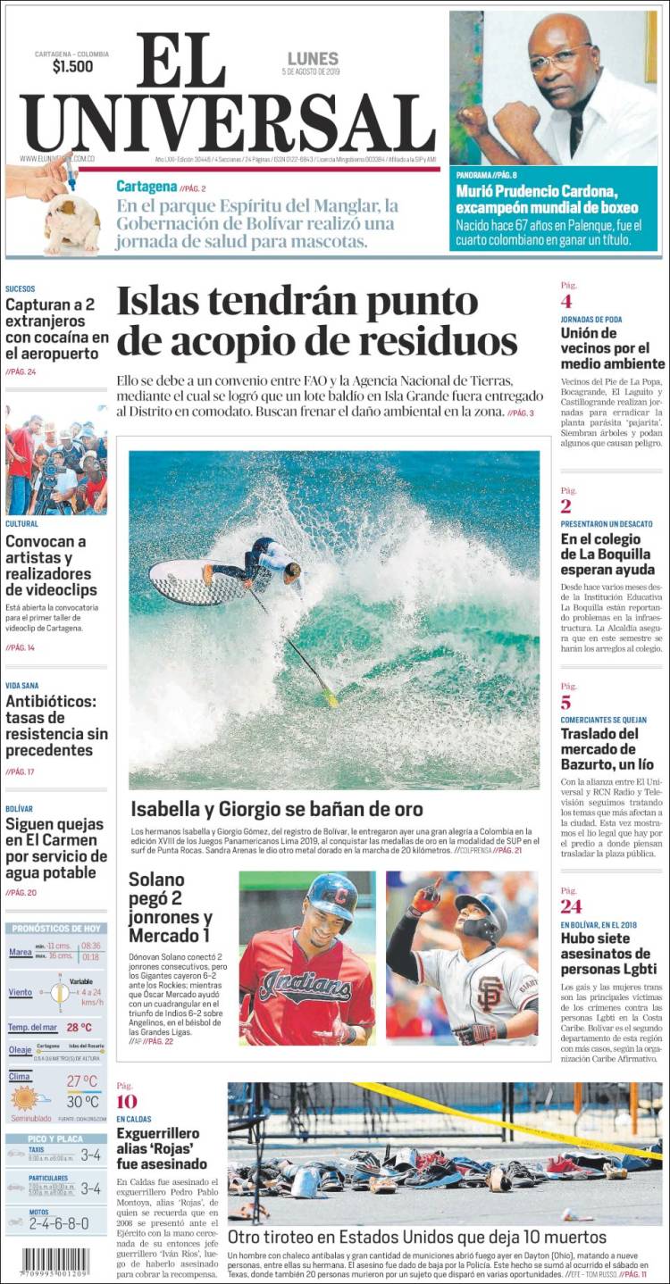 Portada de El Universal (Colombia)