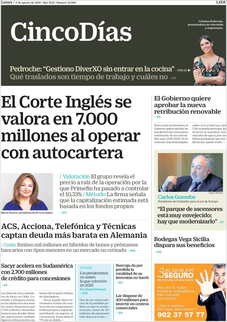 Portada de Cinco Días (Espa&ntilde;a)