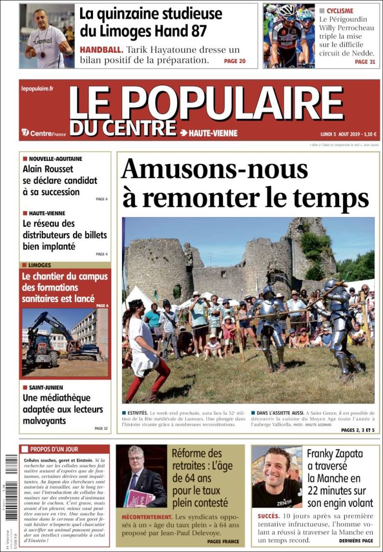 Portada de Le Populaire du Centre (Francia)