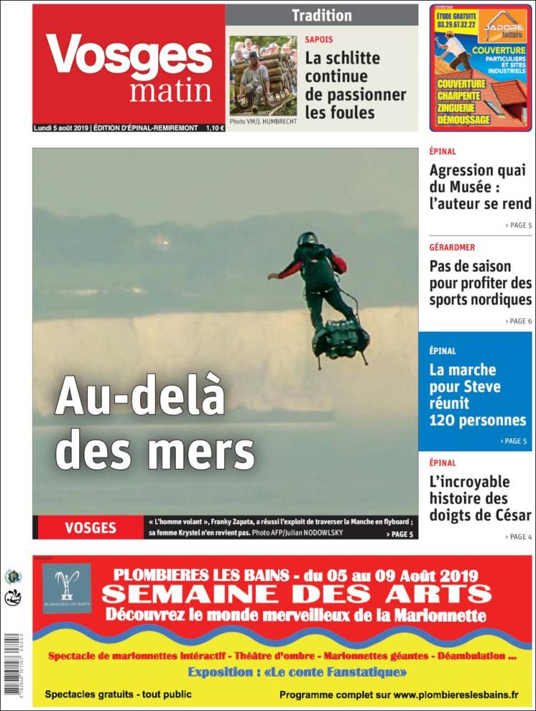 Portada de Vosges Matin (Francia)