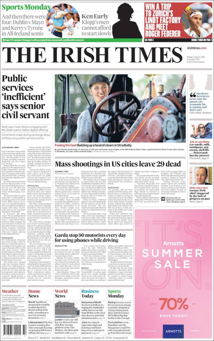 Portada de Irish Times (Irlanda)