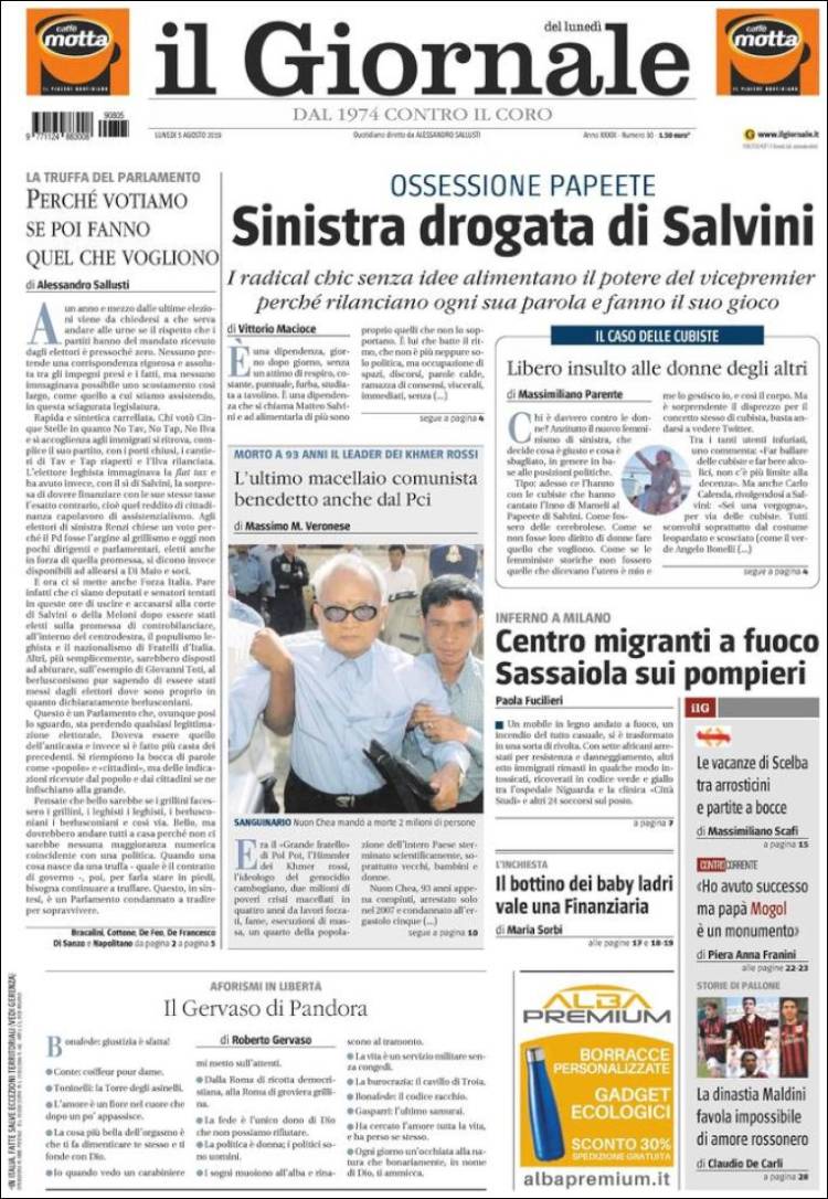 Portada de il Giornale (Italia)