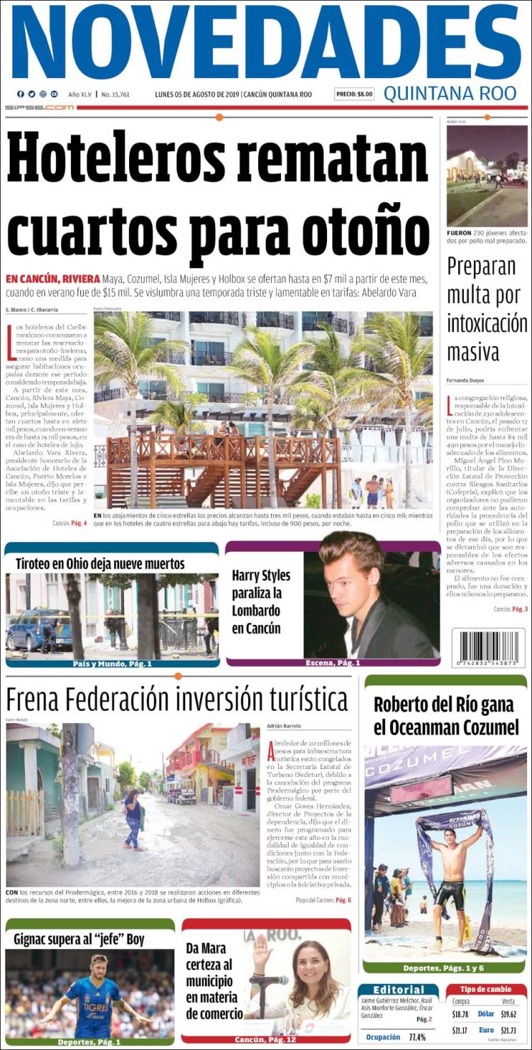 Portada de Novedades de Quintana Roo (México)