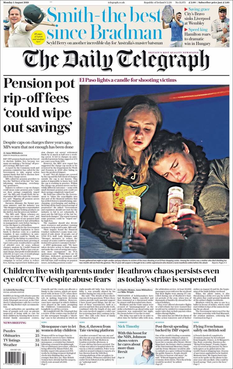 Portada de Daily Telegraph (Reino Unido)