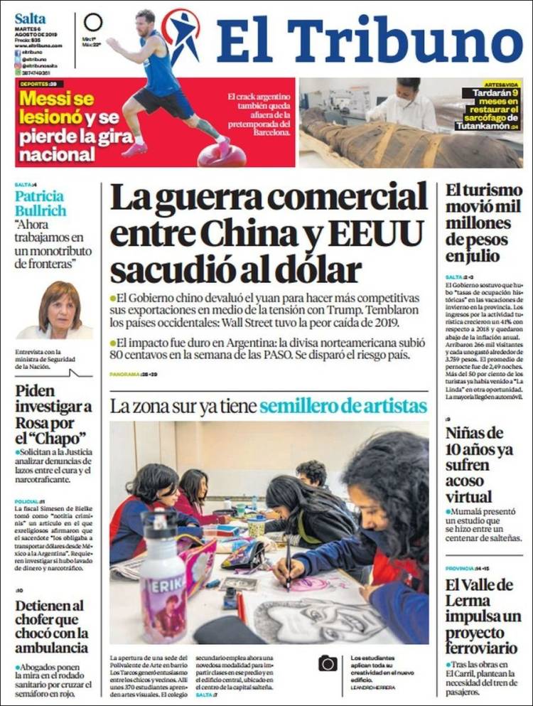 Portada de El Tribuno - Salta (Argentina)