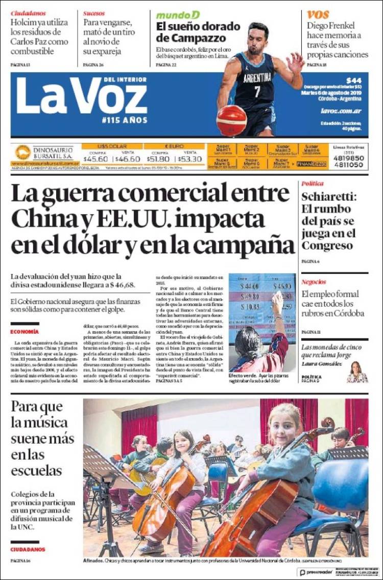 Portada de La Voz del Interior (Argentina)