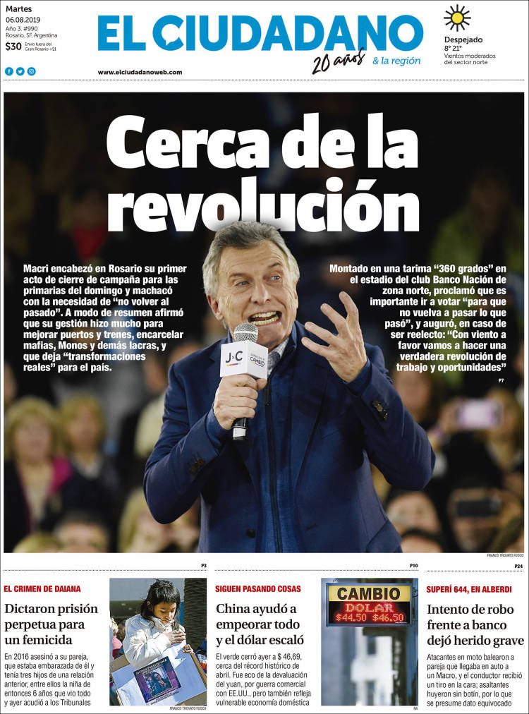 Portada de Diario El Ciudadano (Argentina)