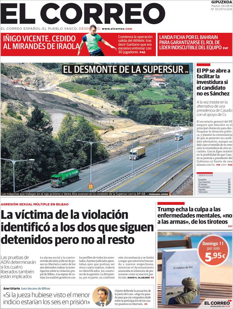 Portada de El Correo - Guipuzcoa (Espa&ntilde;a)