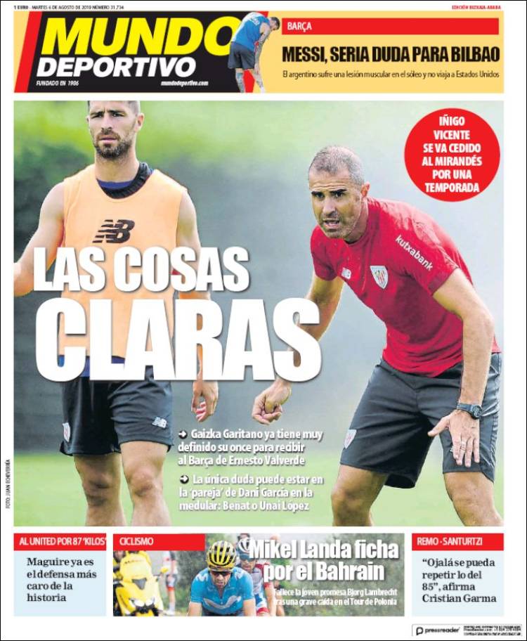 Portada de Mundo Deportivo Bizkaia (Espa&ntilde;a)