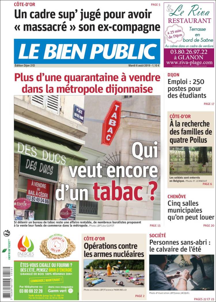 Portada de Le Bien Public (Francia)