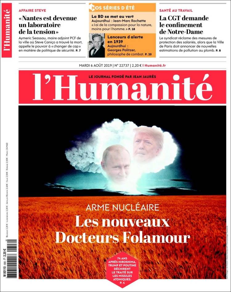 Portada de l'Humanite (France)