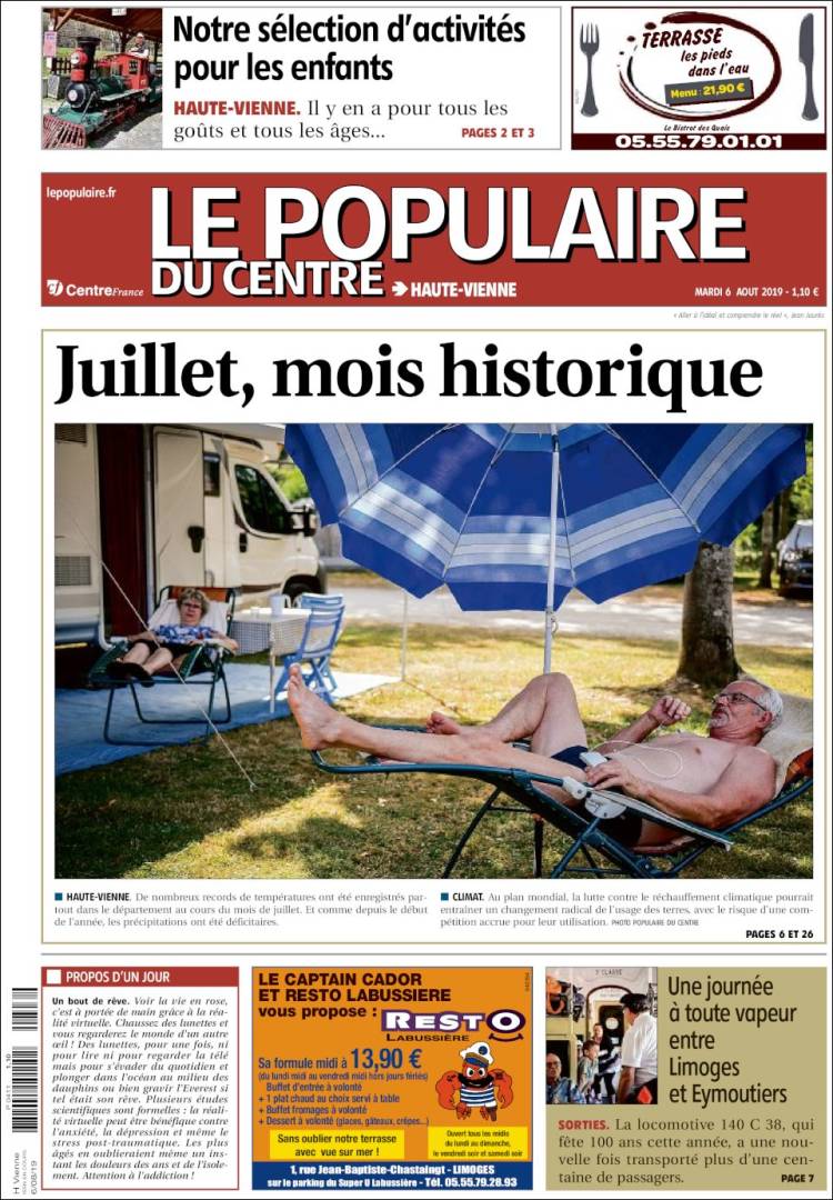 Portada de Le Populaire du Centre (Francia)