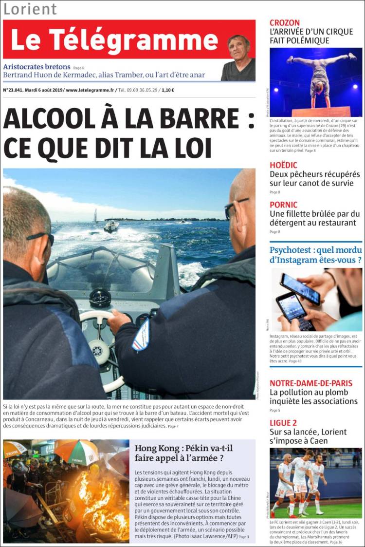 Portada de Télégramme (Francia)