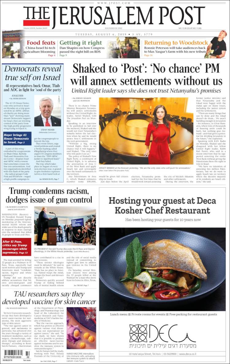 Portada de The Jerusalem Post (Israel)