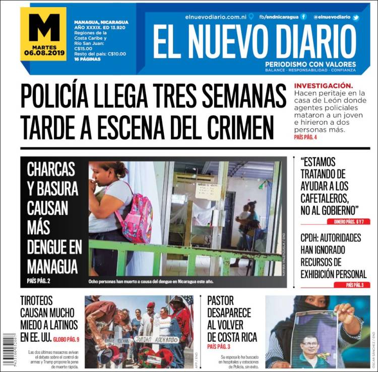 Portada de El Nuevo Diario (Nicaragua)