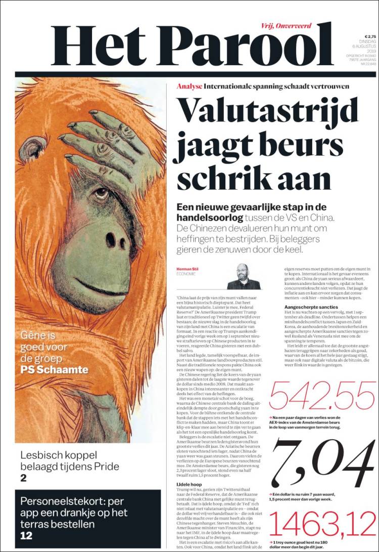 Portada de Het Parool (Pa&iacute;ses Bajos)