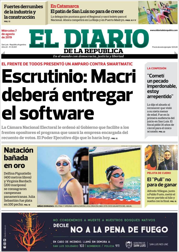 Portada de Diario de la República (Argentina)
