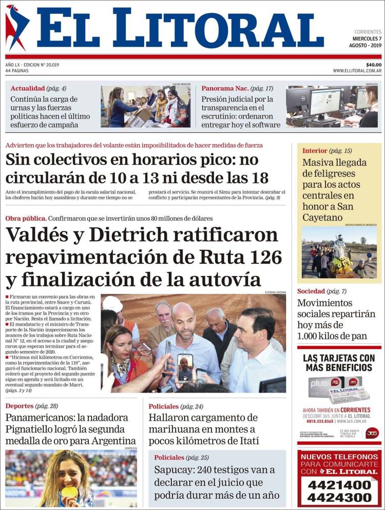 Portada de El Litoral Corrientes (Argentina)