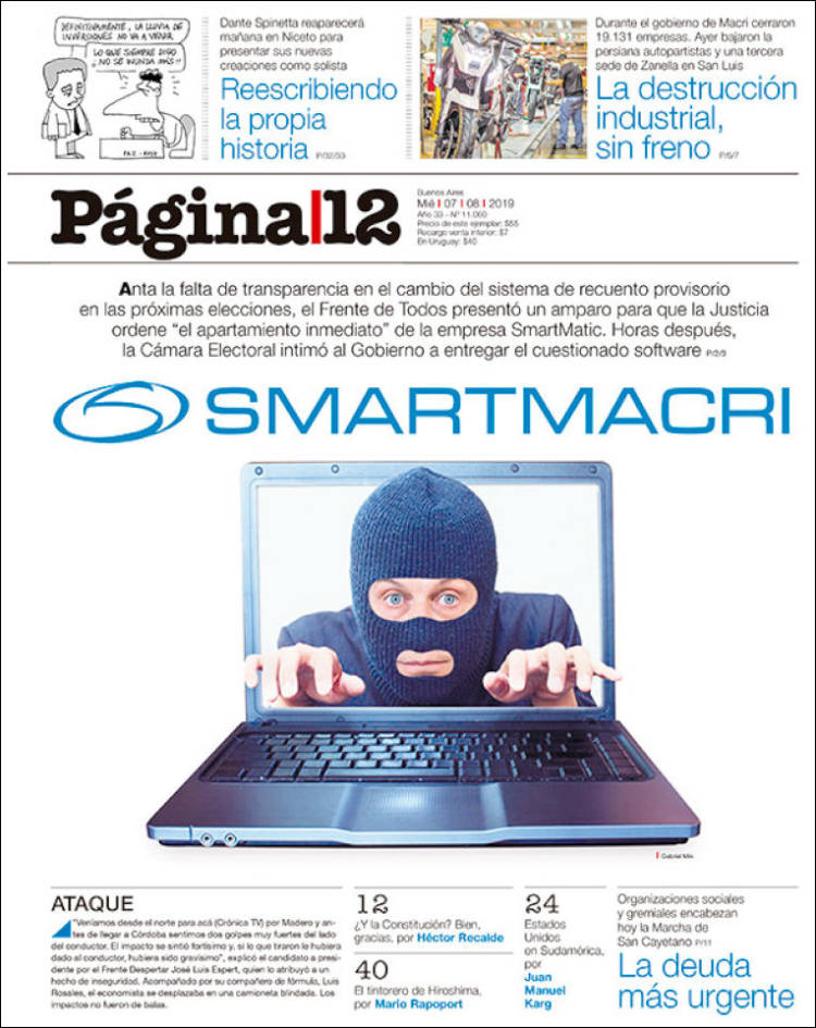 Portada de Página/12 (Argentina)