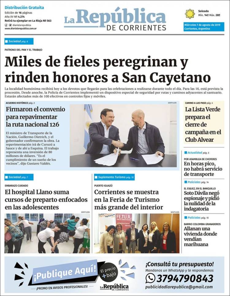 Portada de La República de Corrientes (Argentina)