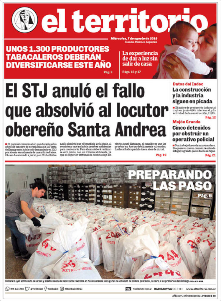 Portada de El Territorio (Argentina)