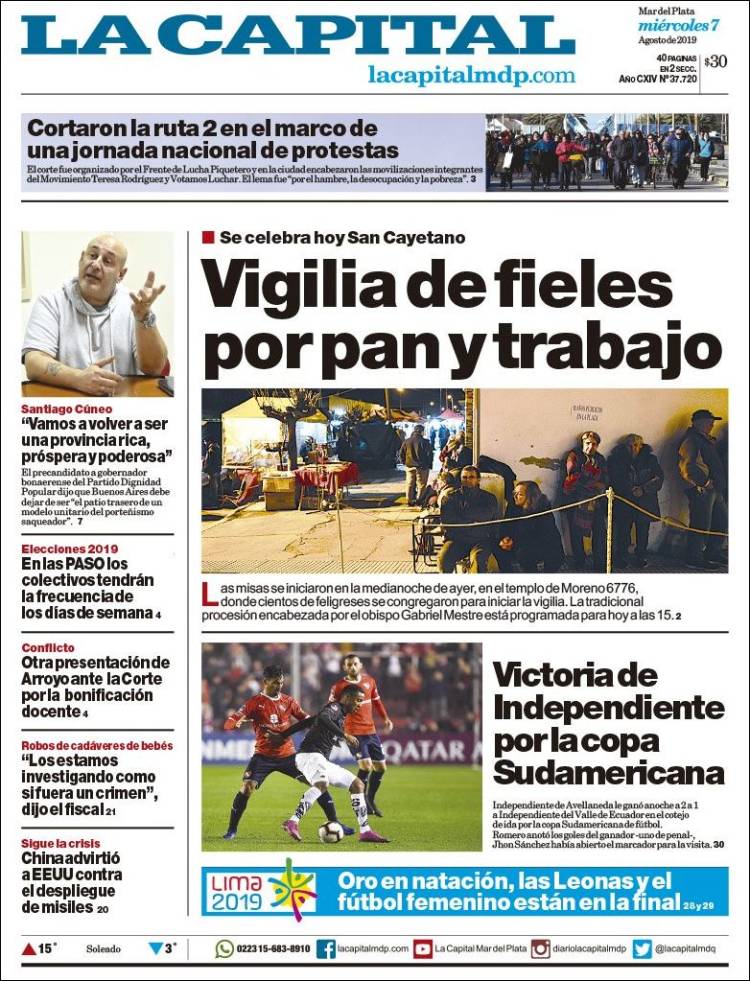 Portada de Diario La Capital - Mar del Plata (Argentina)