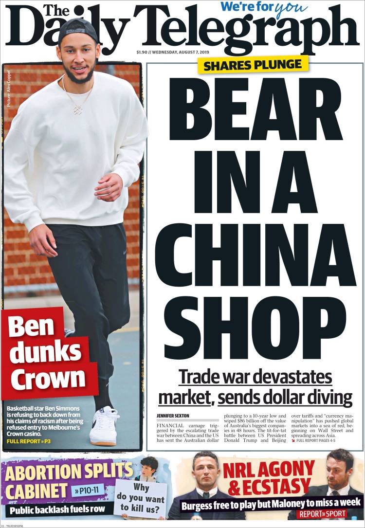 Portada de The Daily Telegraph (Australia)