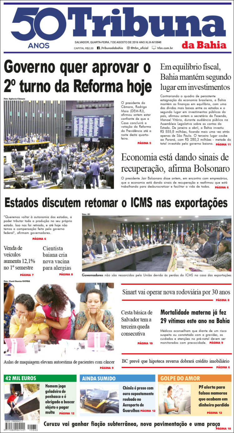 Portada de Tribuna da Bahia (Brasil)