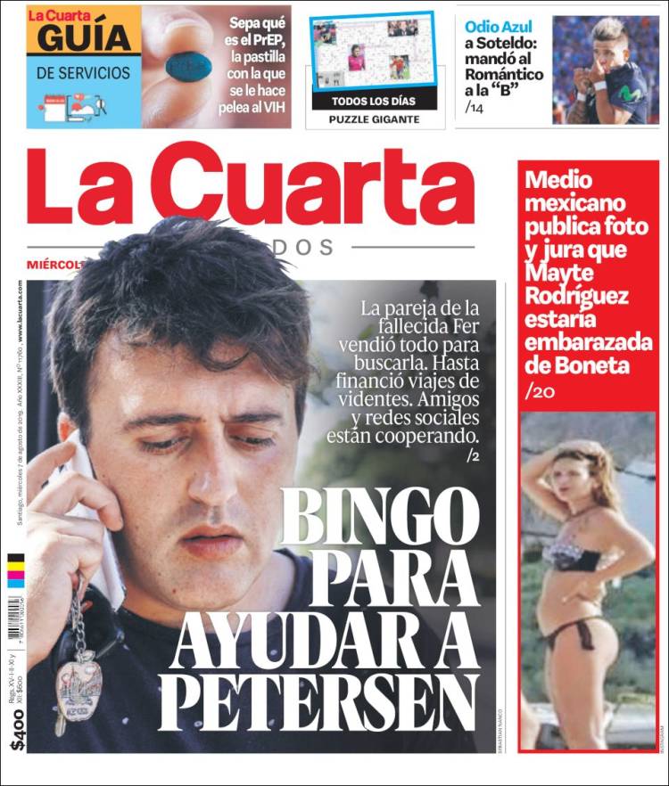 Portada de La Cuarta (Chile)