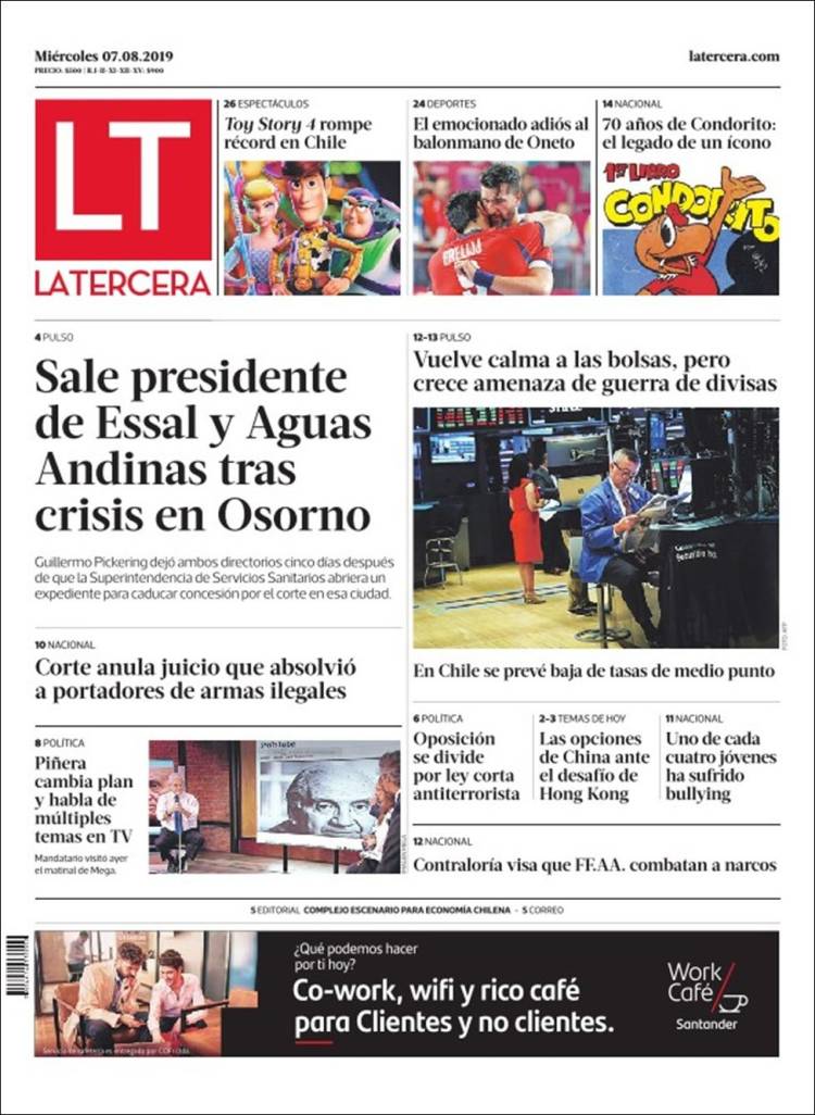 Portada de La Tercera (Chile)