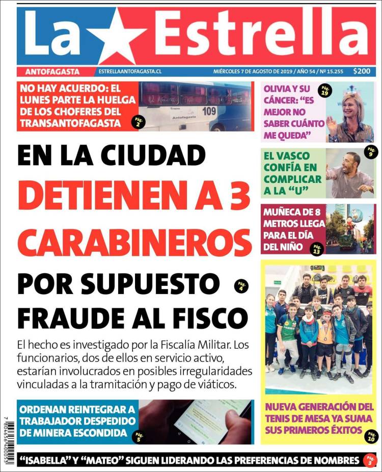 Portada de La Estrella del Norte (Chile)