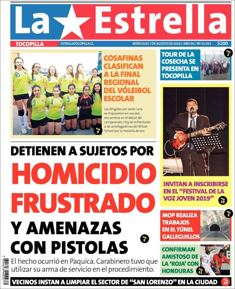 Portada de La Estrella de Tocopilla (Chile)