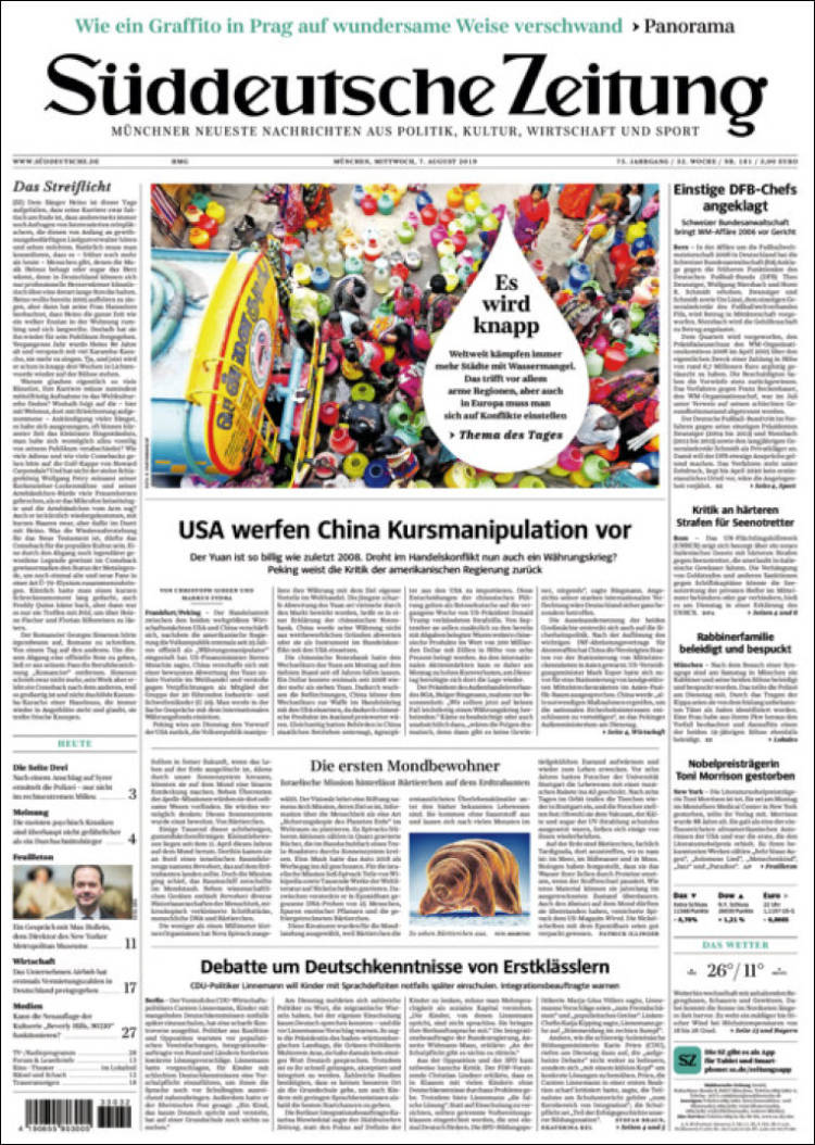 Portada de Sueddeutsche (Alemania)