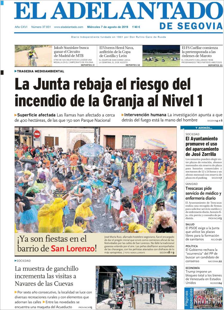 Portada de El Adelantado de Segovia (España)