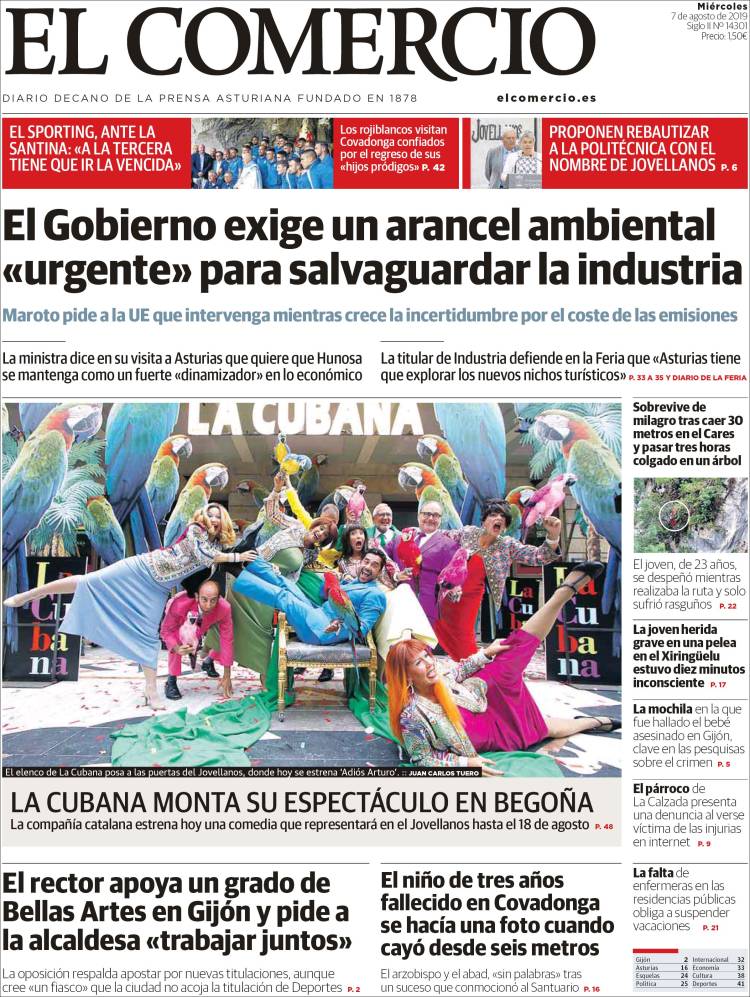 Portada de El Comercio - Gijón (España)